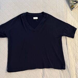 Lou & Grey Navy V-Neck Short Sleeve Tee
